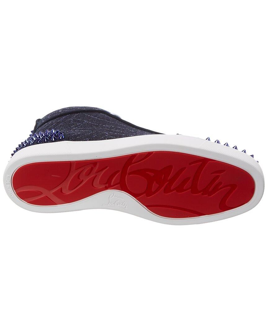 Christian Louboutin Leather Lou Spikes 2 Sneaker in Blue for Men 