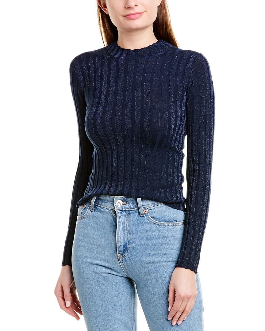 Download Vince Wool Ribbed Mock Neck Pullover in Blue - Save 17% - Lyst