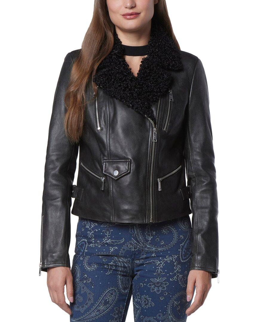 Andrew marc asymmetrical leather detail jacket cheap