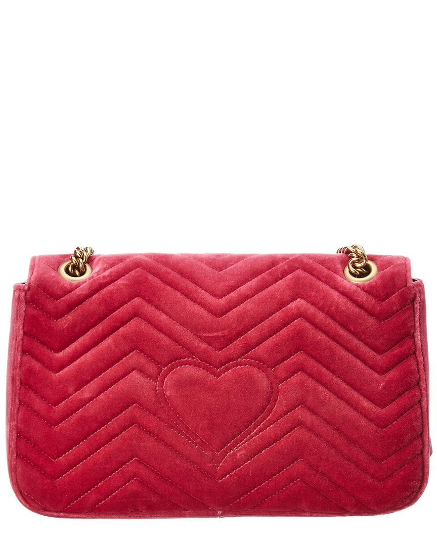 Gucci Gg Marmont Embroidered Velvet Blind For Love Shoulder Bag in Pink -  Lyst