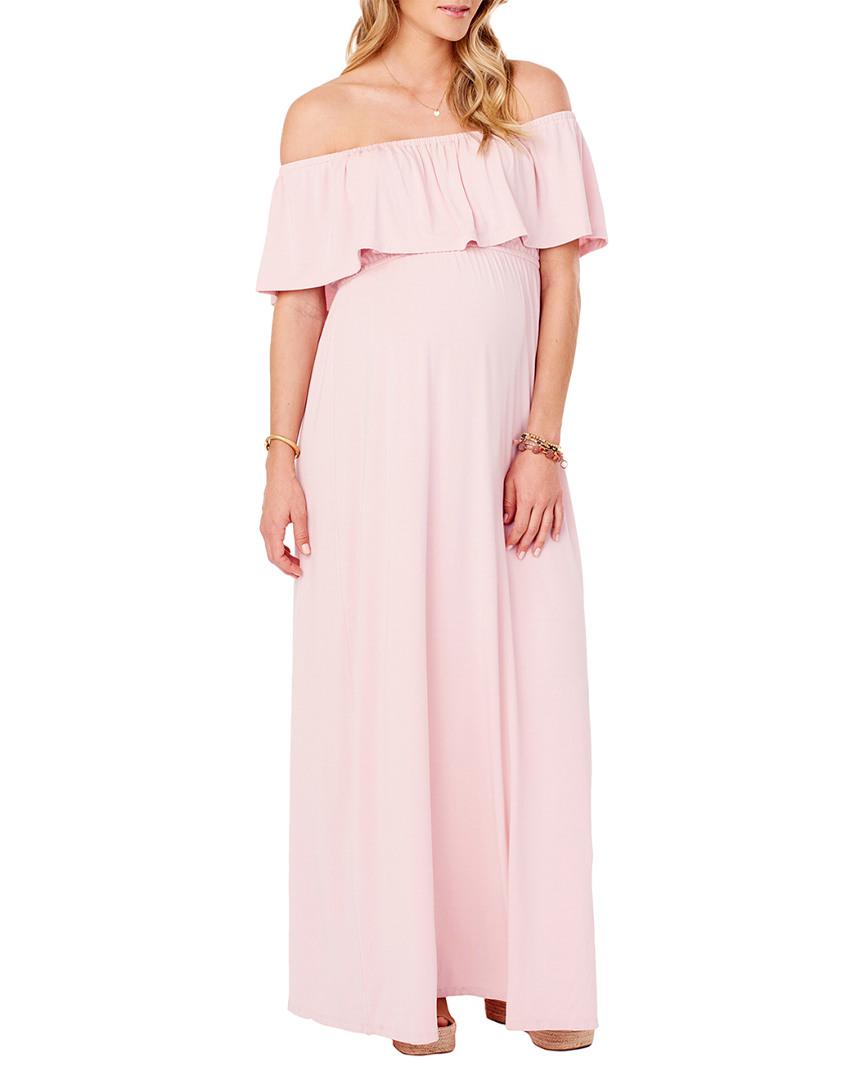 Ingrid & Isabel Maternity Off-the-shoulder Maxi Dress in Blush (Pink) -  Save 35% - Lyst