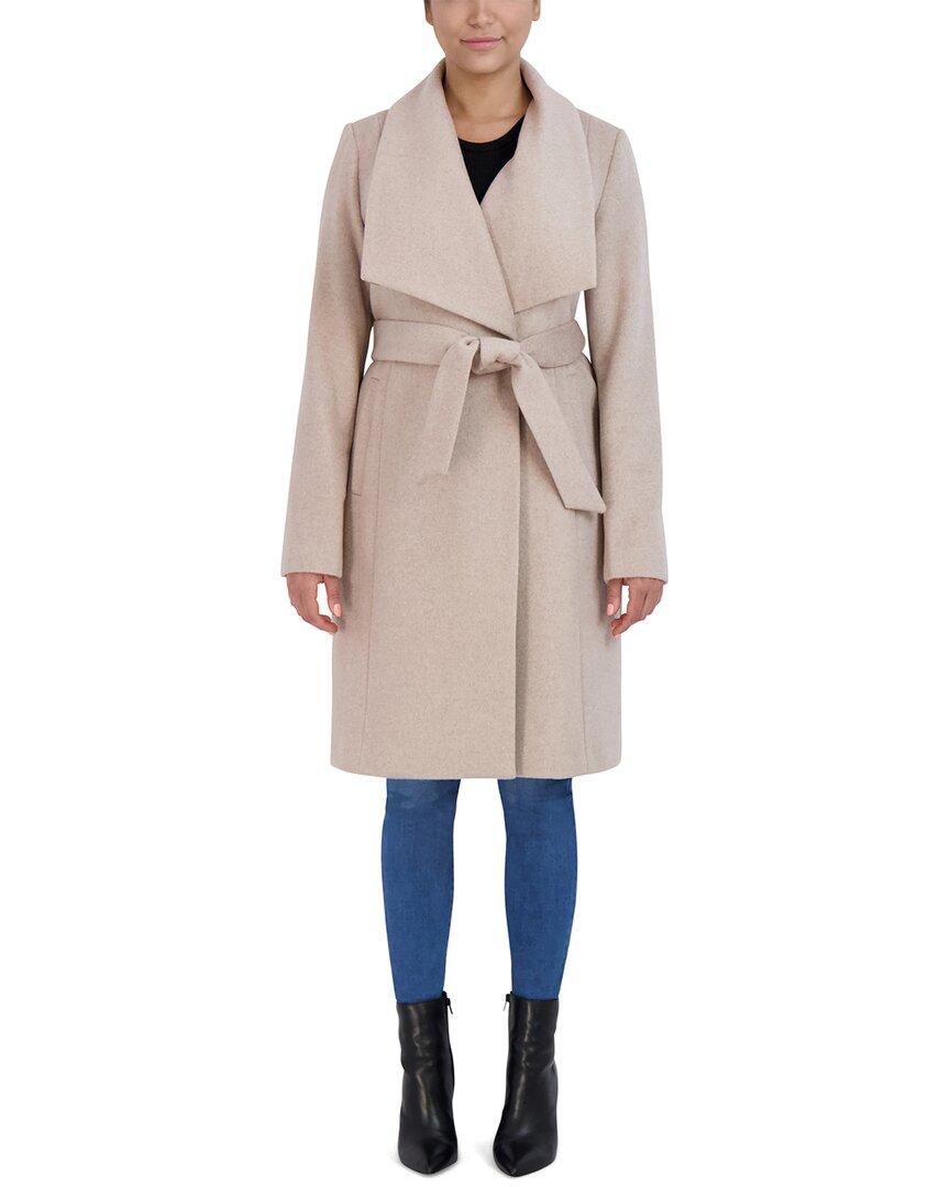 Cole Haan Wool blend Wrap Coat in Natural Lyst