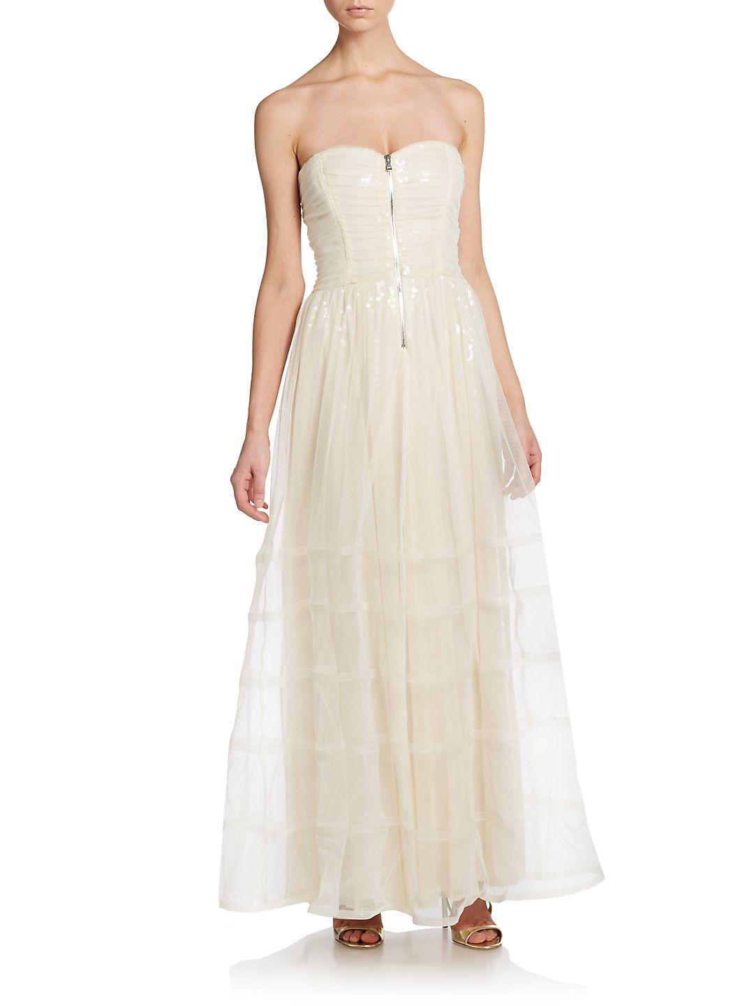 Betsey Johnson Sequined Tulle Gown In Ivory White Lyst