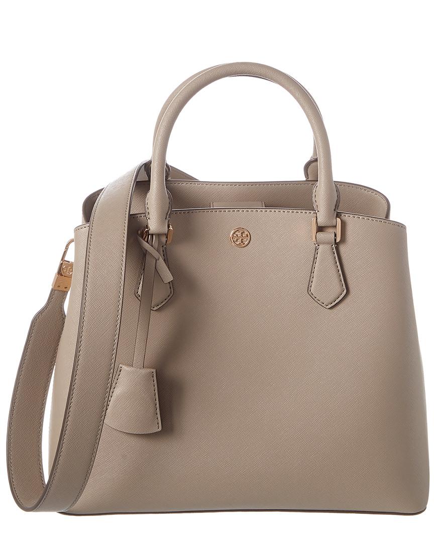 Tory Burch Robinson Triple Compartment Leather Tote in Brown