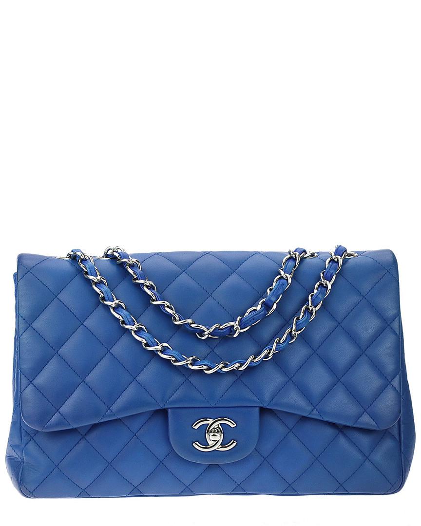 Chanel Cobalt Blue Quilted Lambskin Leather Jumbo Single Flap Bag | Lyst