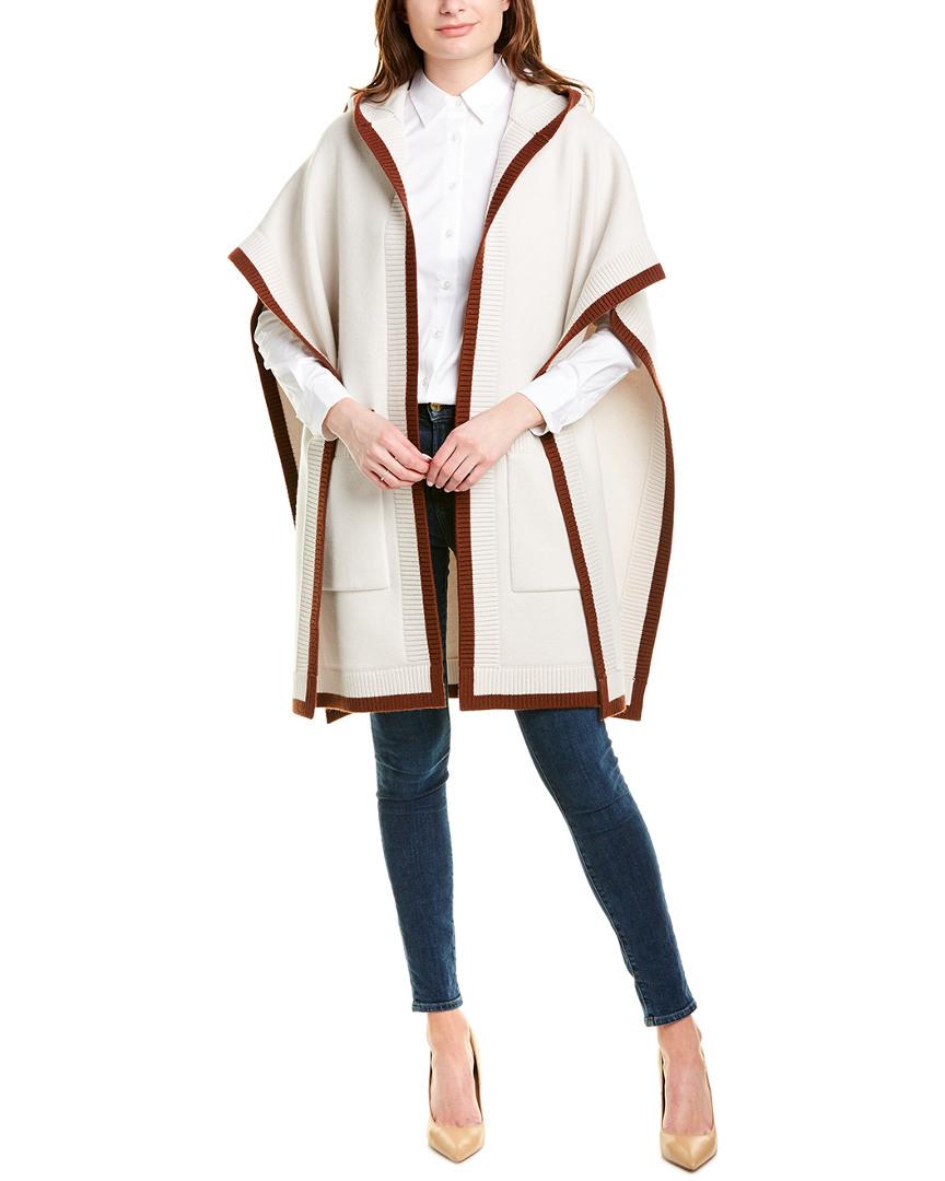 Burberry Logo Graphic Jacquard Hooded Wool & Cashmere-blend Cape in Natural  | Lyst