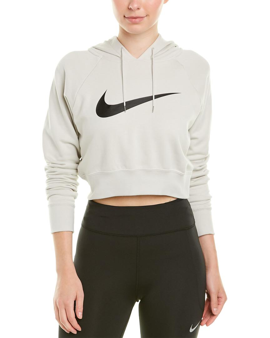 Nike Sportswear Swish Cropped Hoodie in White | Lyst