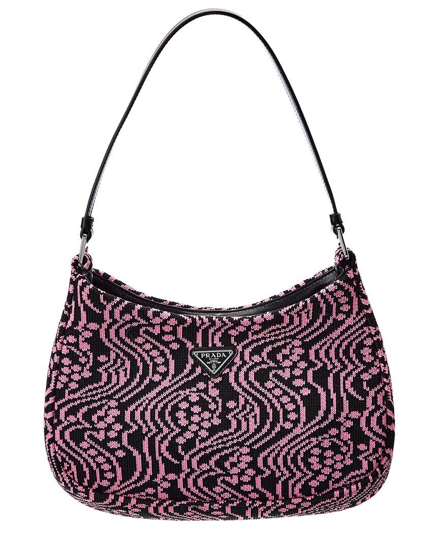 Prada Cleo Jacquard Knit & Leather Shoulder Bag in Pink Lyst