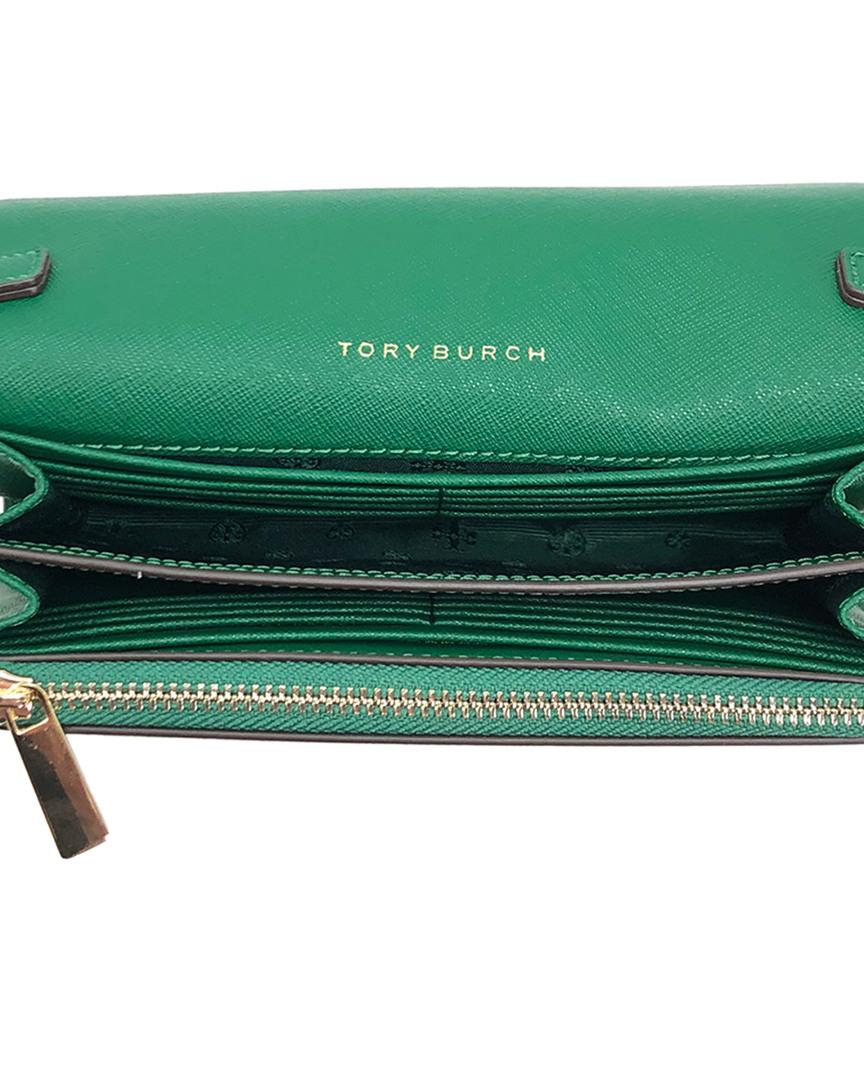 Tory Burch Emerson Leather Chain Wallet in Emerald Stone (Green) Lyst