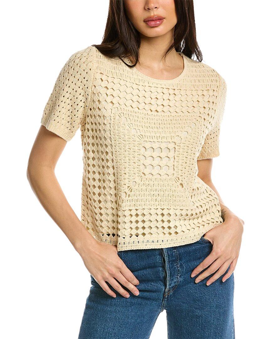 Design History Crochet Panel Sweater in Natural Lyst