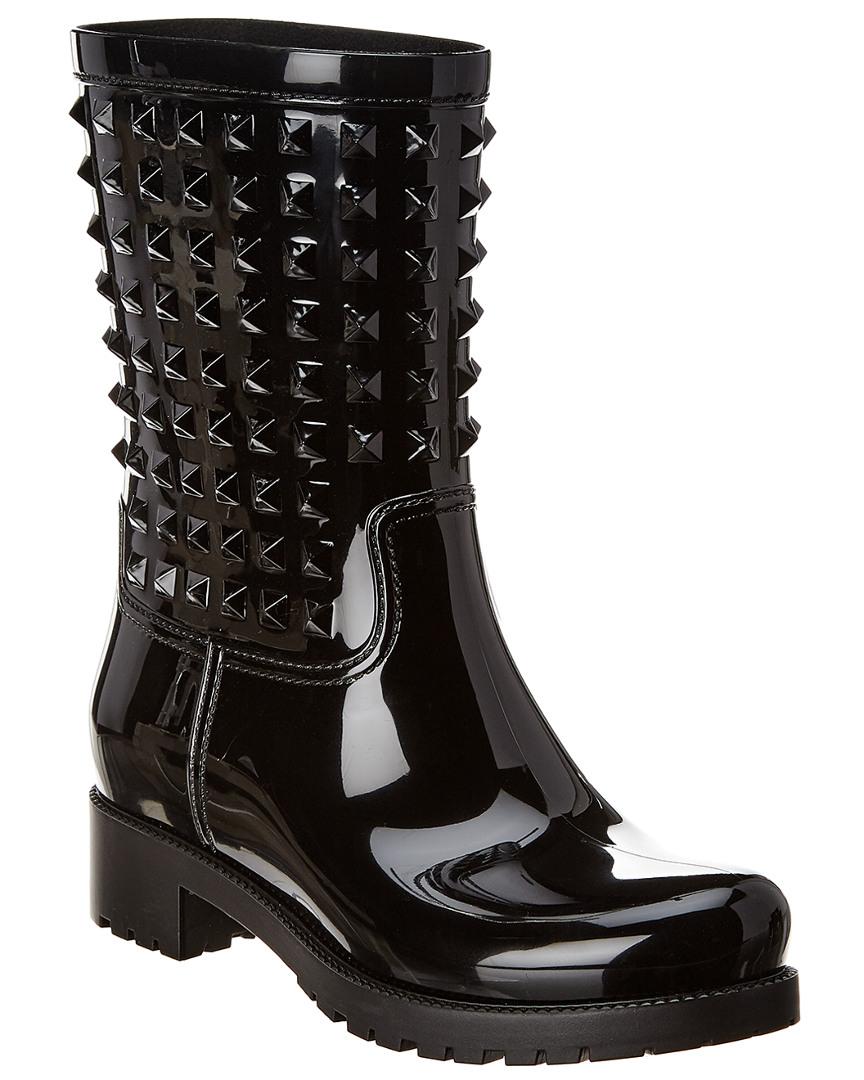 Valentino Garavani The Rockstud Glossed-rubber Rain Boots in Black 1 ...