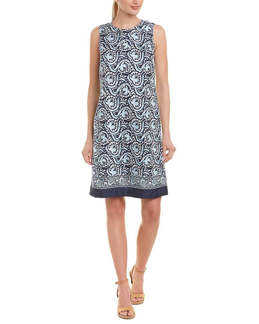 blue silk shift dress