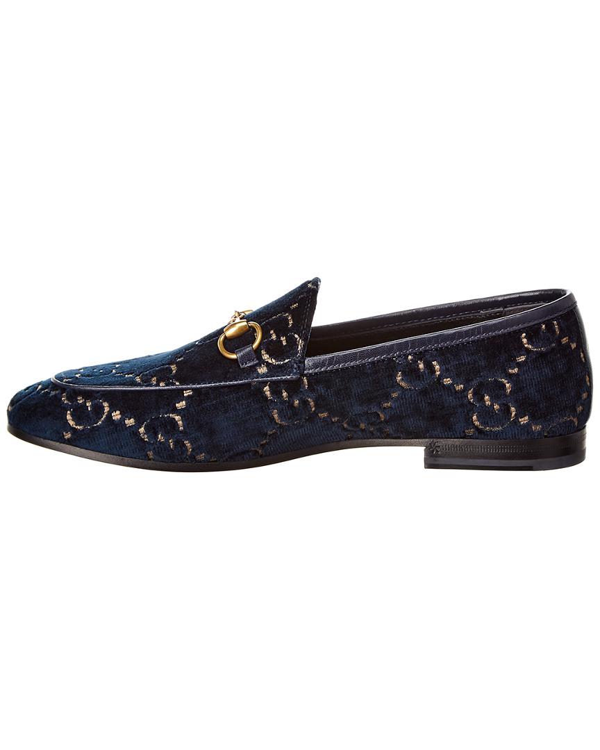 Gucci Jordaan GG Velvet Loafer in Blue | Lyst