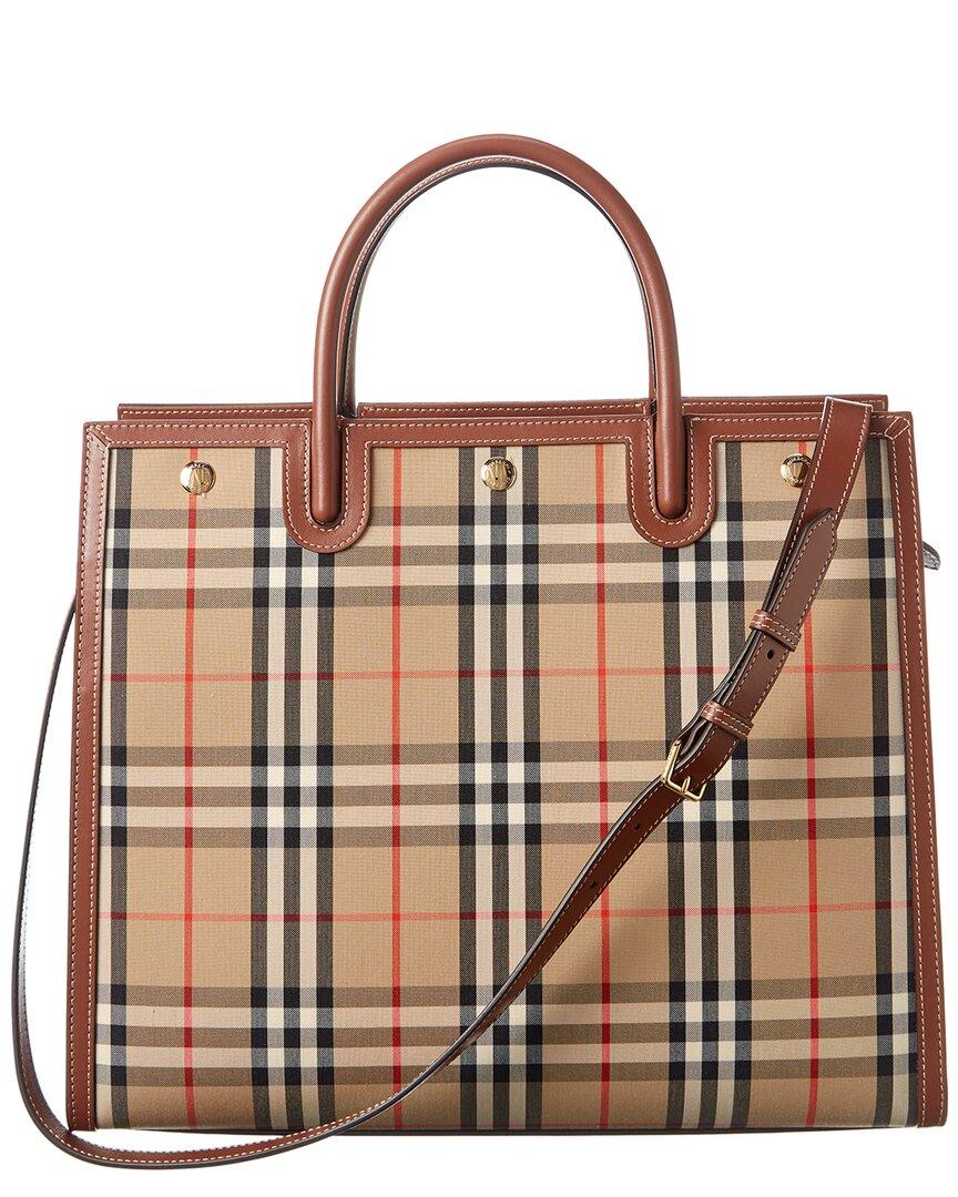 Burberry Title Medium Vintage Check Two-handle Tote in Beige 