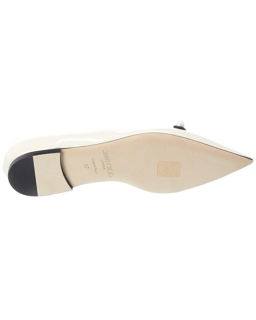 Jimmy Choo Leather Rosalia Patent Flat in White - Save 25% | Lyst
