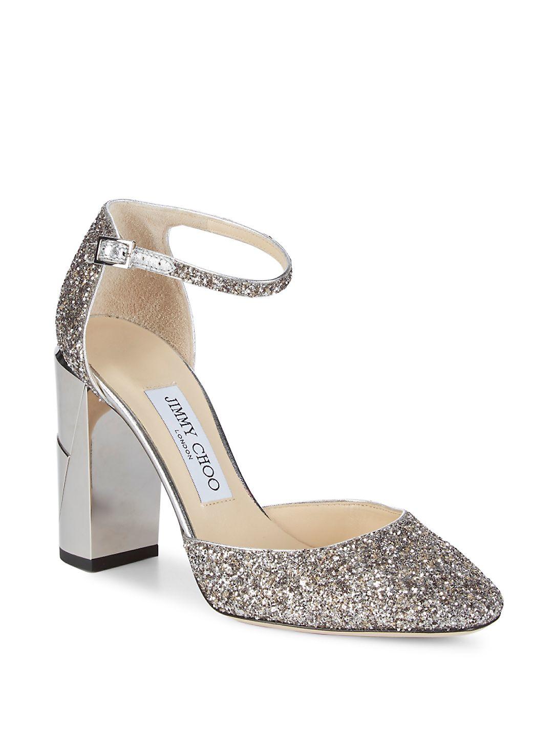 block heels with glitter