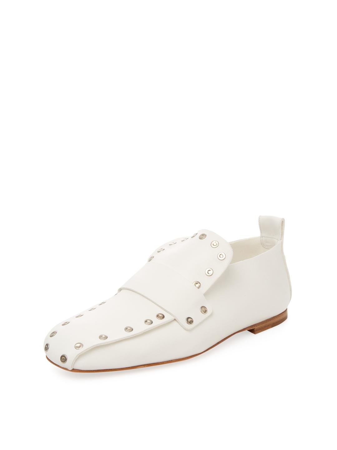 Celine Studded Leather Loafer in White 