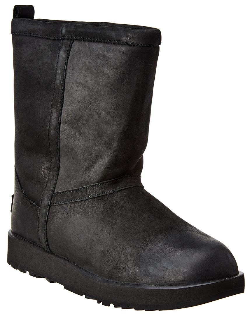 UGG Women's Classic Short Waterproof Leather Boot in Black - Save 1% - Lyst