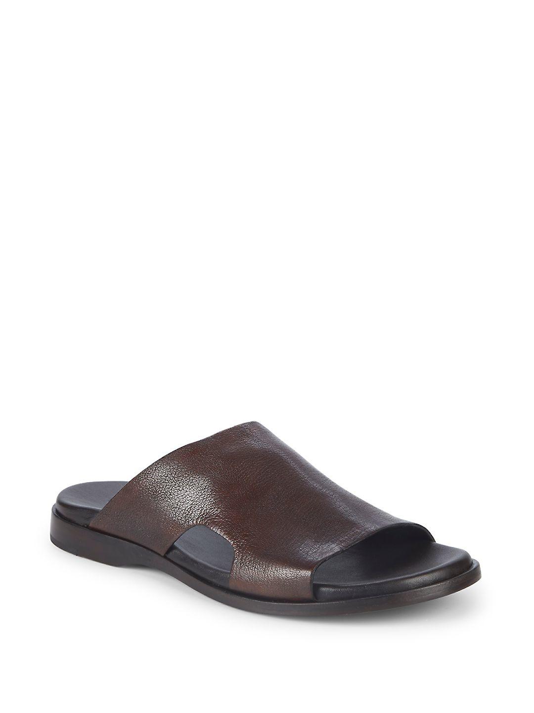 Cole Haan Goldwyn Leather Slides in Brown for Men Lyst