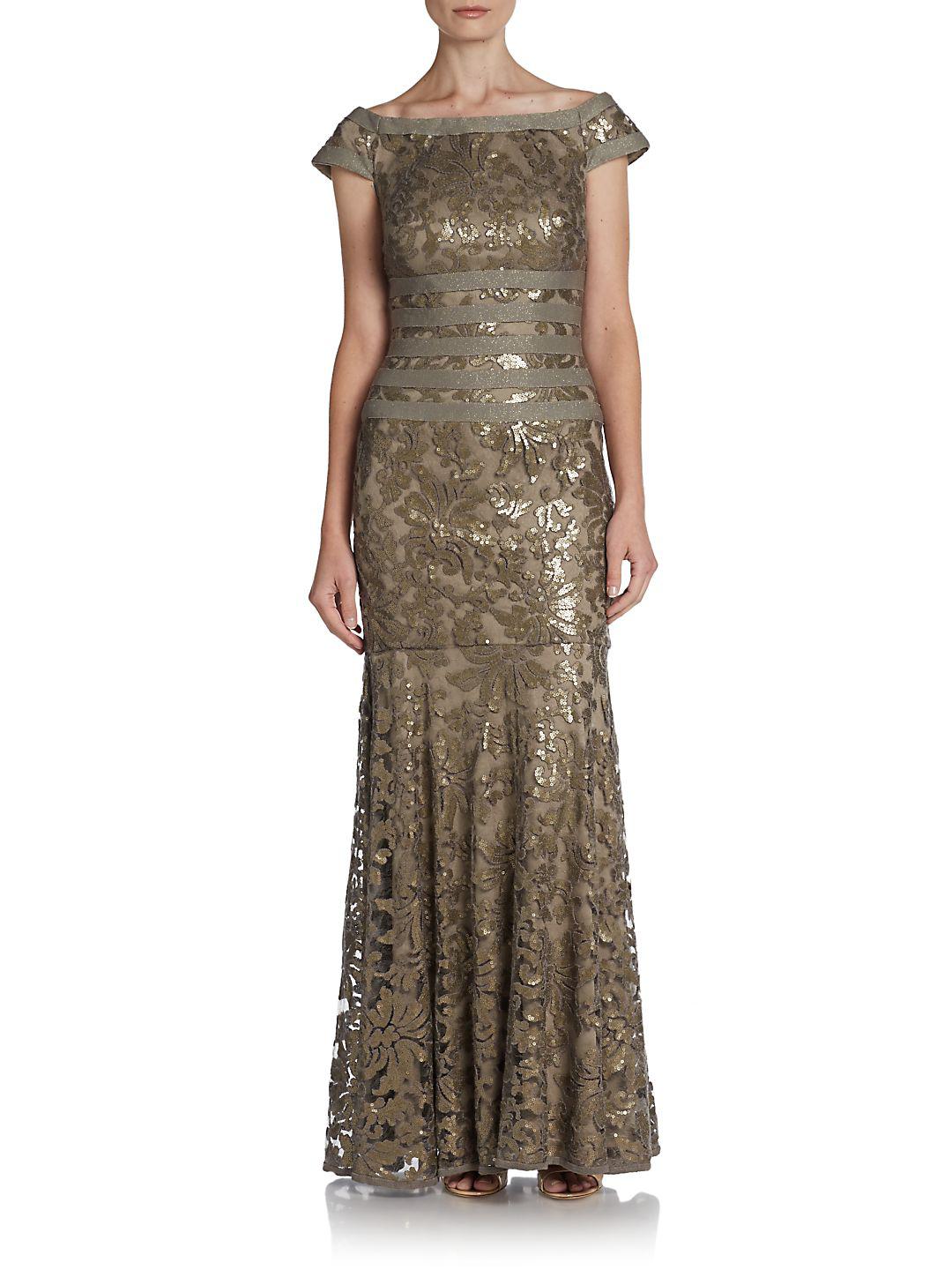 tadashi sequin lace gown