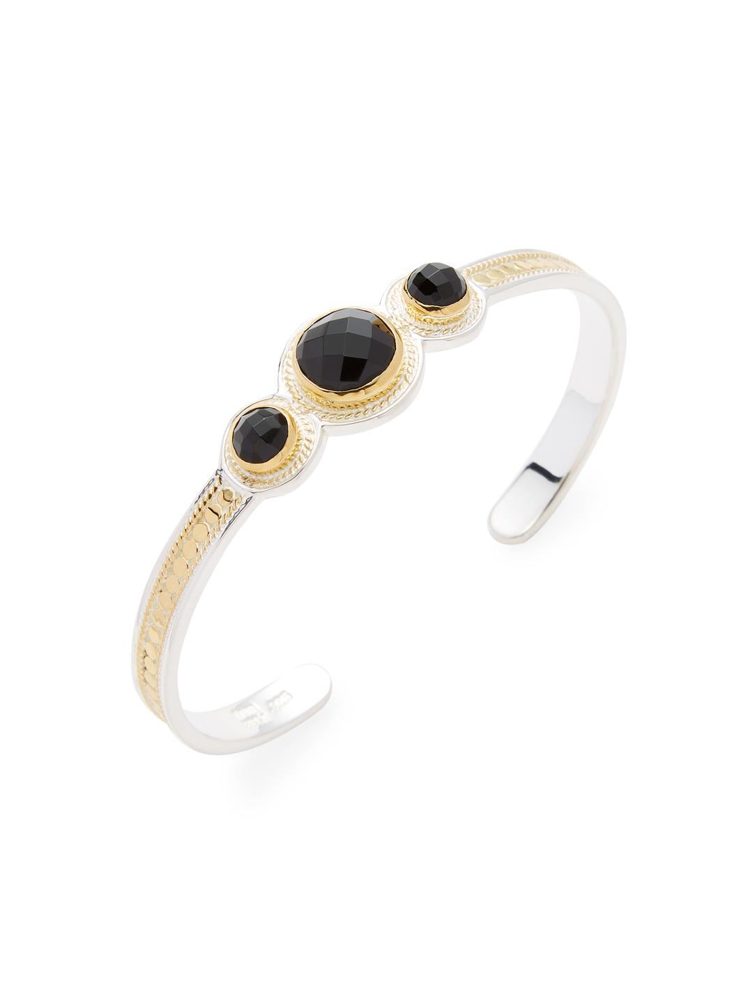Lyst Anna Beck Onyx Triple Stone Skinny Cuff Bracelet In Metallic Gallery