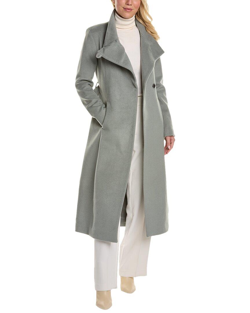 Kenneth Cole Belted Wool-blend Maxi Coat in Gray | Lyst