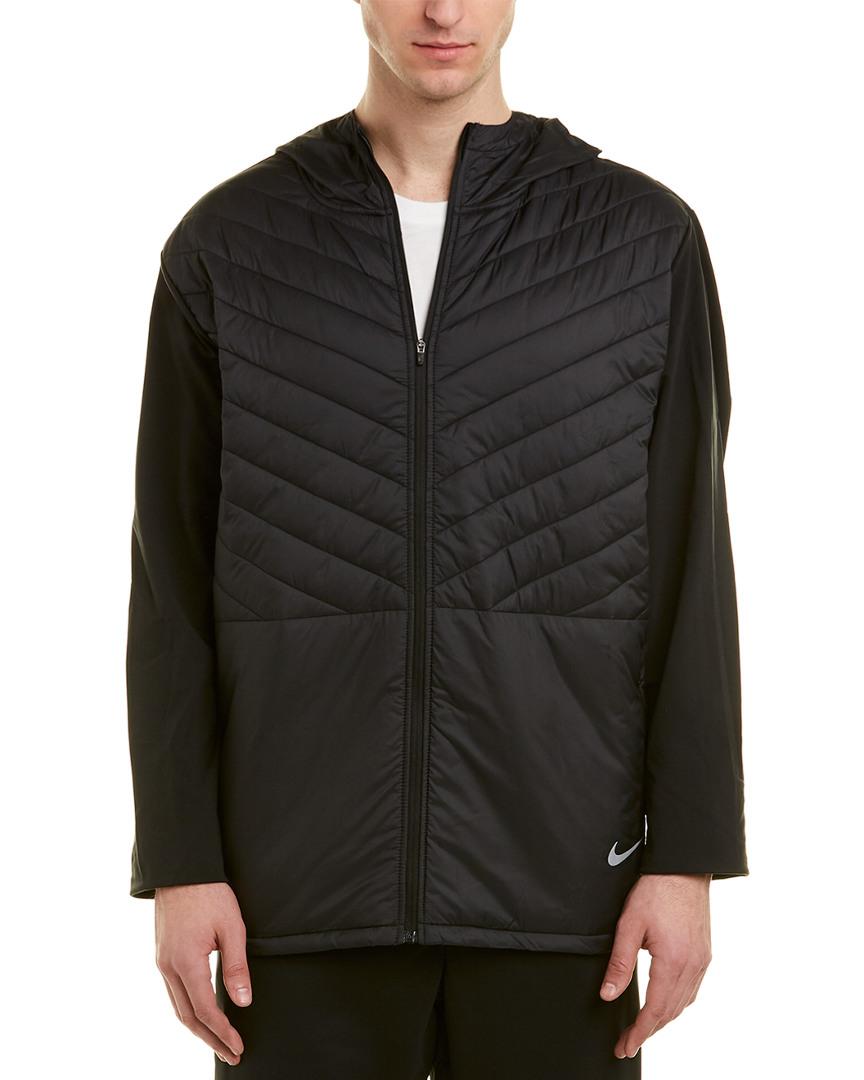 Nike Aerolayer Hooded Running Jacket in Black for Men | Lyst