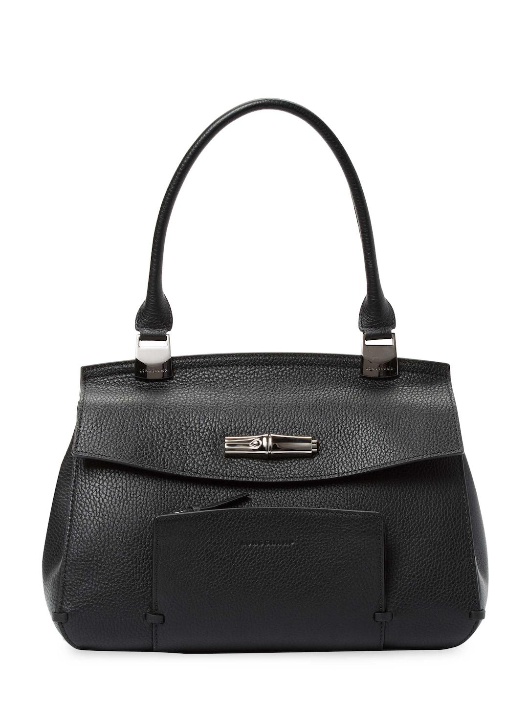 Longchamp Madeleine Leather Top Handle in Black | Lyst