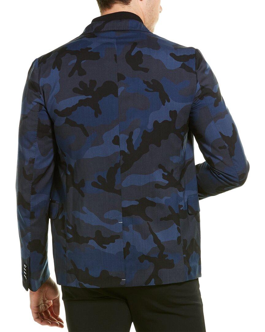 Valentino Camo Wool Blazer in Blue for Men - Lyst