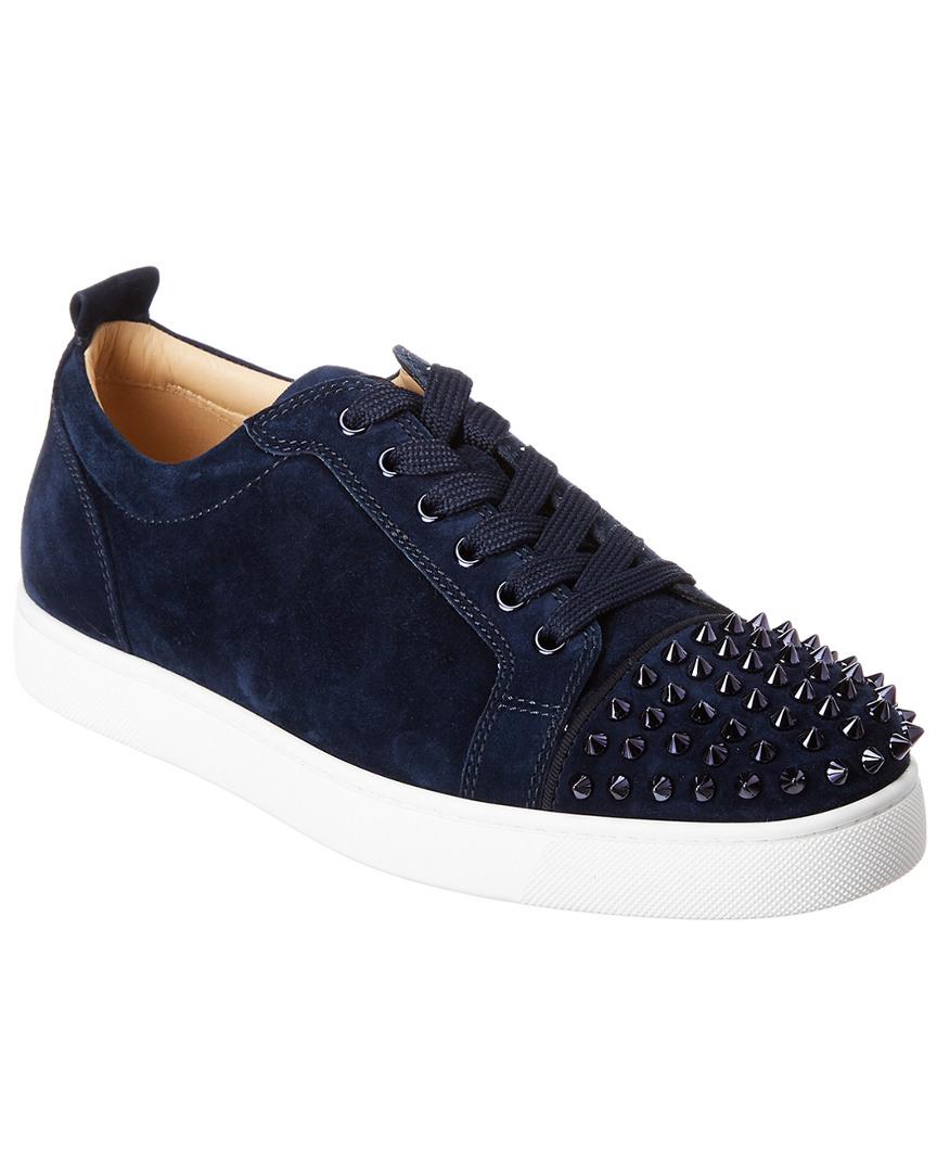 Christian Louboutin Louis Junior Studded Suede Trainers in Marine (Blue ...