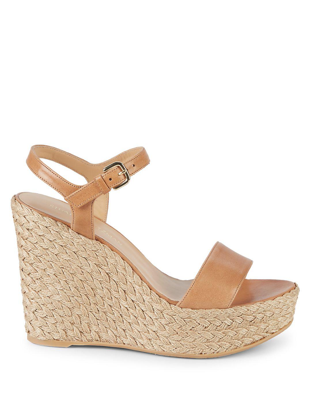 stuart weitzman taborah leather wedge espadrille