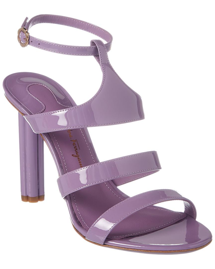 Ferragamo Leather Trevi Patent Sandal in Purple - Save 32% - Lyst