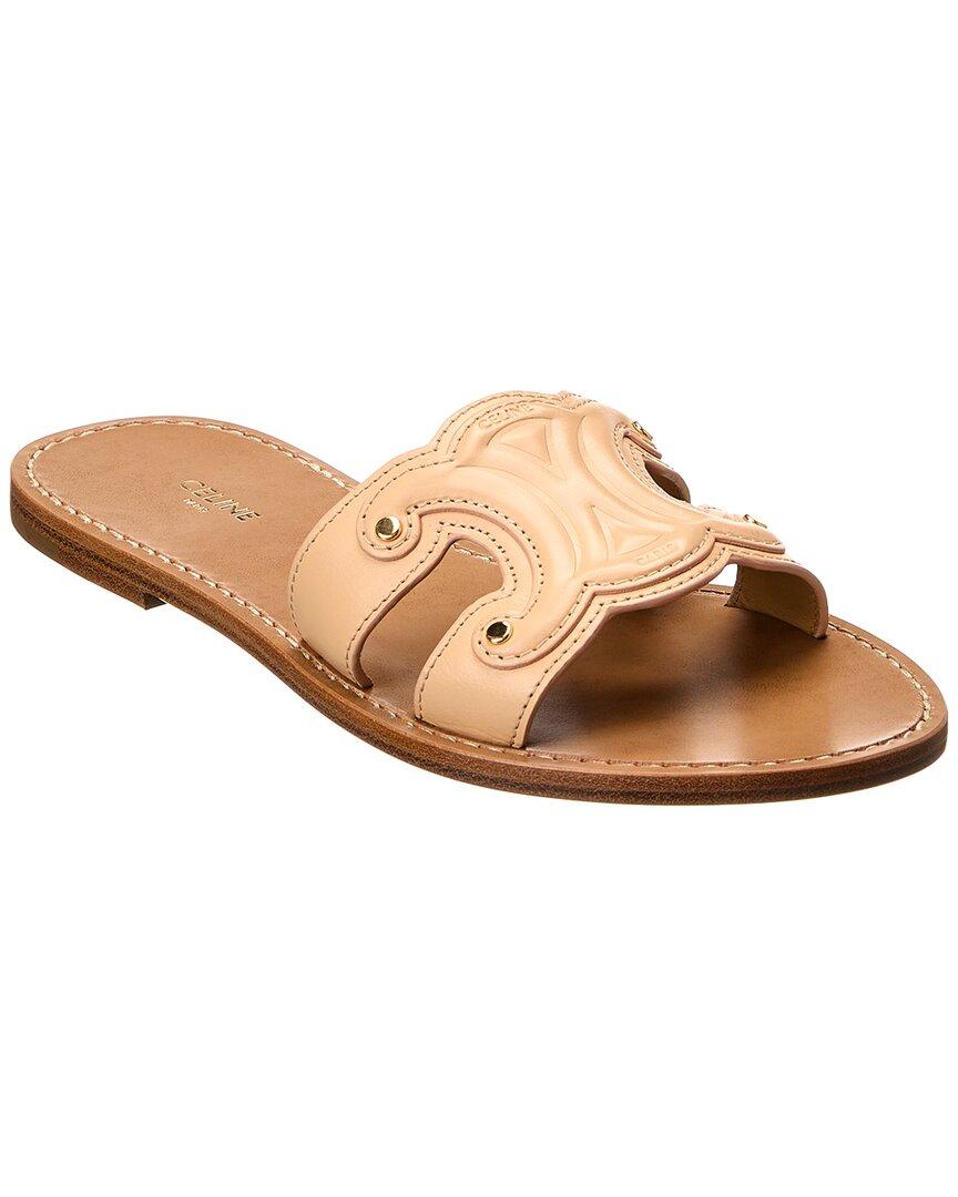 Celine Triomphe Leather Sandal in Brown Lyst