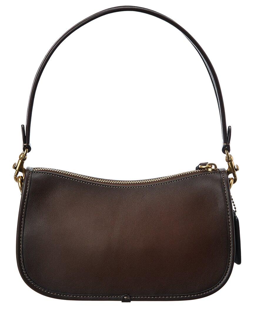 coach dark brown leather handbag