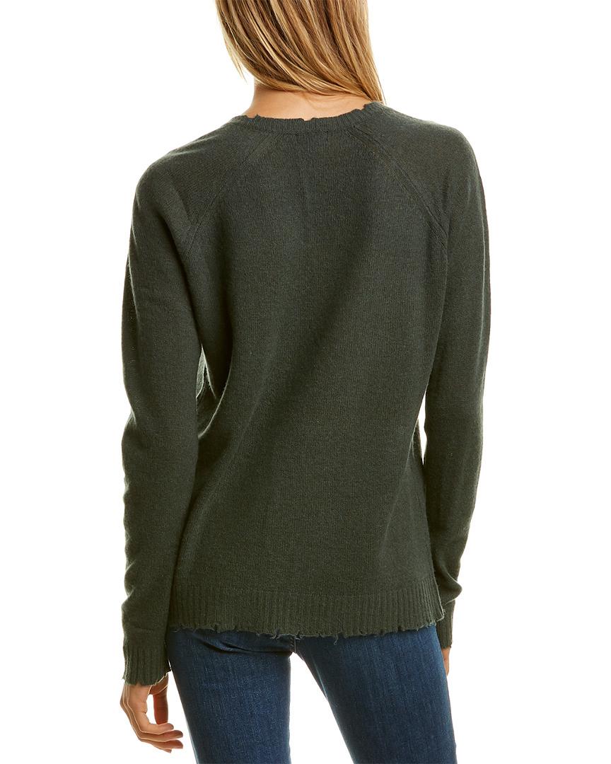 Minnie Rose Distressed Cashmere Sweater in Army Green (Green) - Lyst