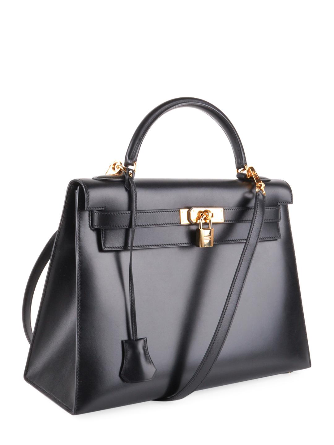Hermès Leather Vintage Black Box Kelly Sellier 32 | Lyst