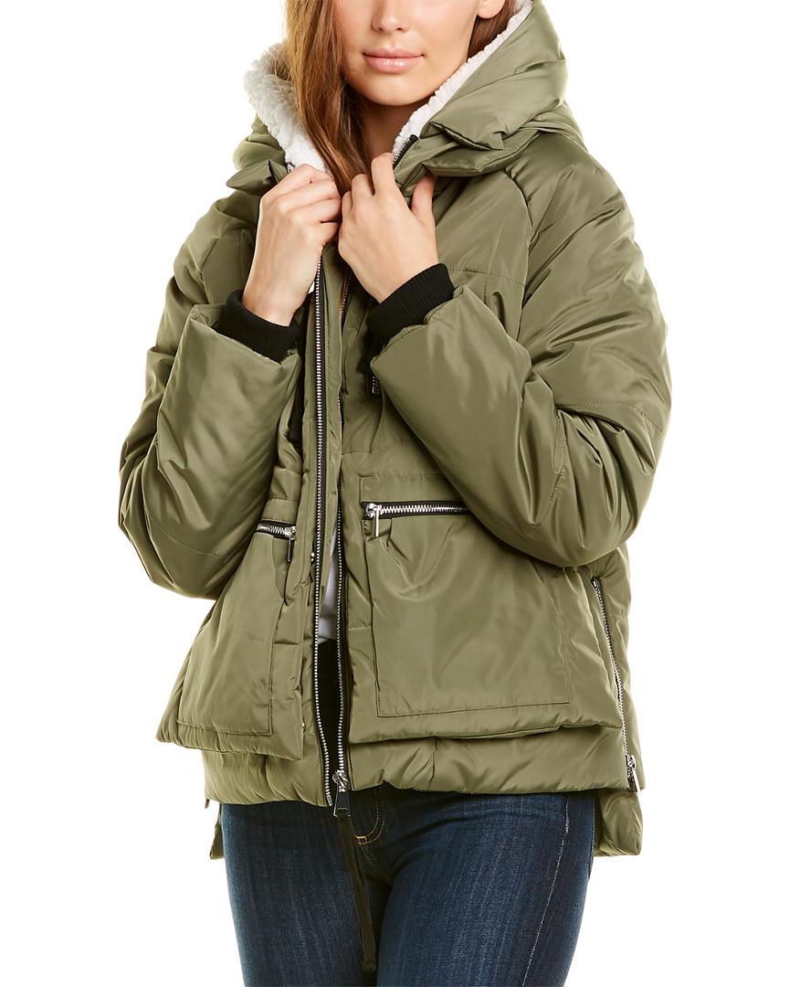 hooded mini puffer coat