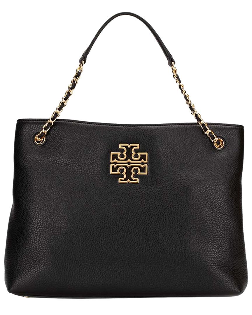 Tory Burch Britten Triple Compartment Leather Tote in Black - Lyst