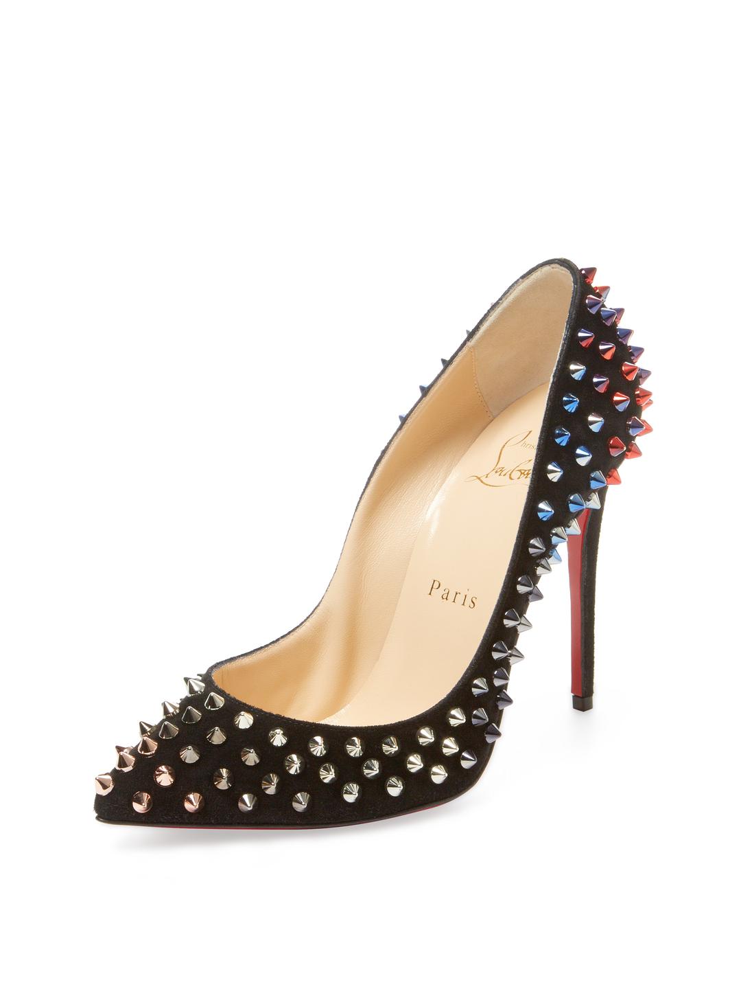 Christian Louboutin Follies Spikes 100 Suede Pump in Black Lyst Canada
