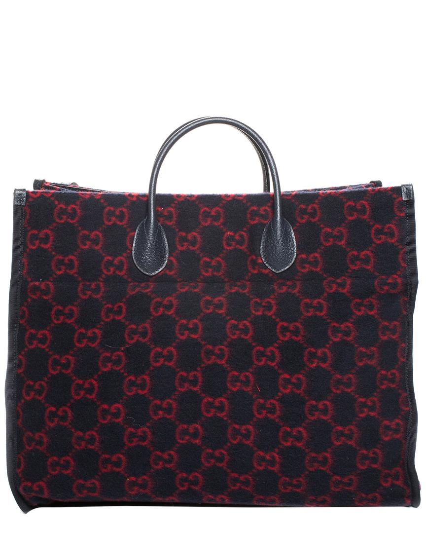 Gucci Navy & Red Wool GG Tote in Blue - Lyst