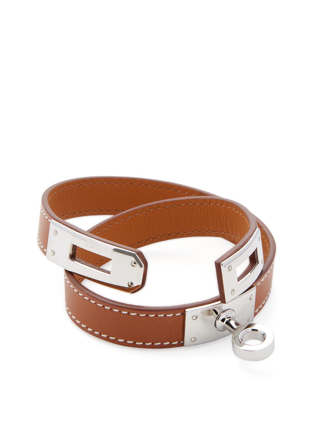 Hermès Vintage Leather Kelly Double Tour Wrap Bracelet in Brown | Lyst
