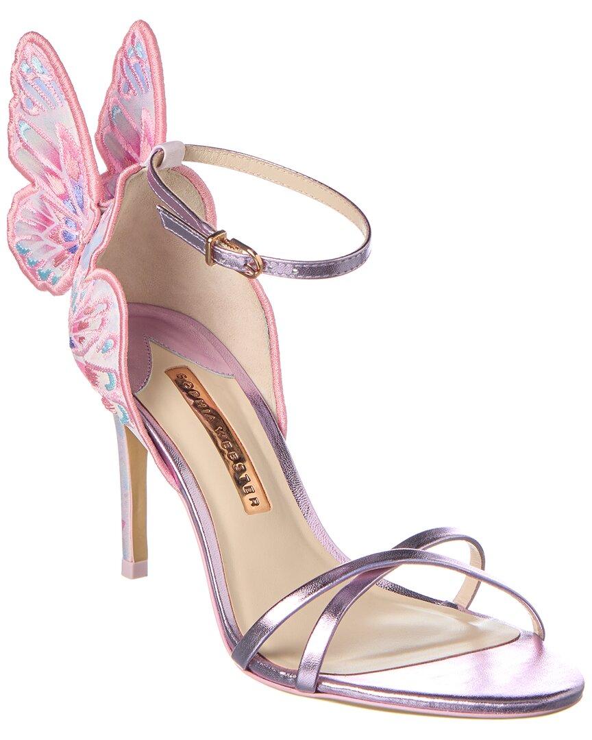 Sophia Webster Chiara Embroidery Mid Leather & Satin Sandal in Pink | Lyst