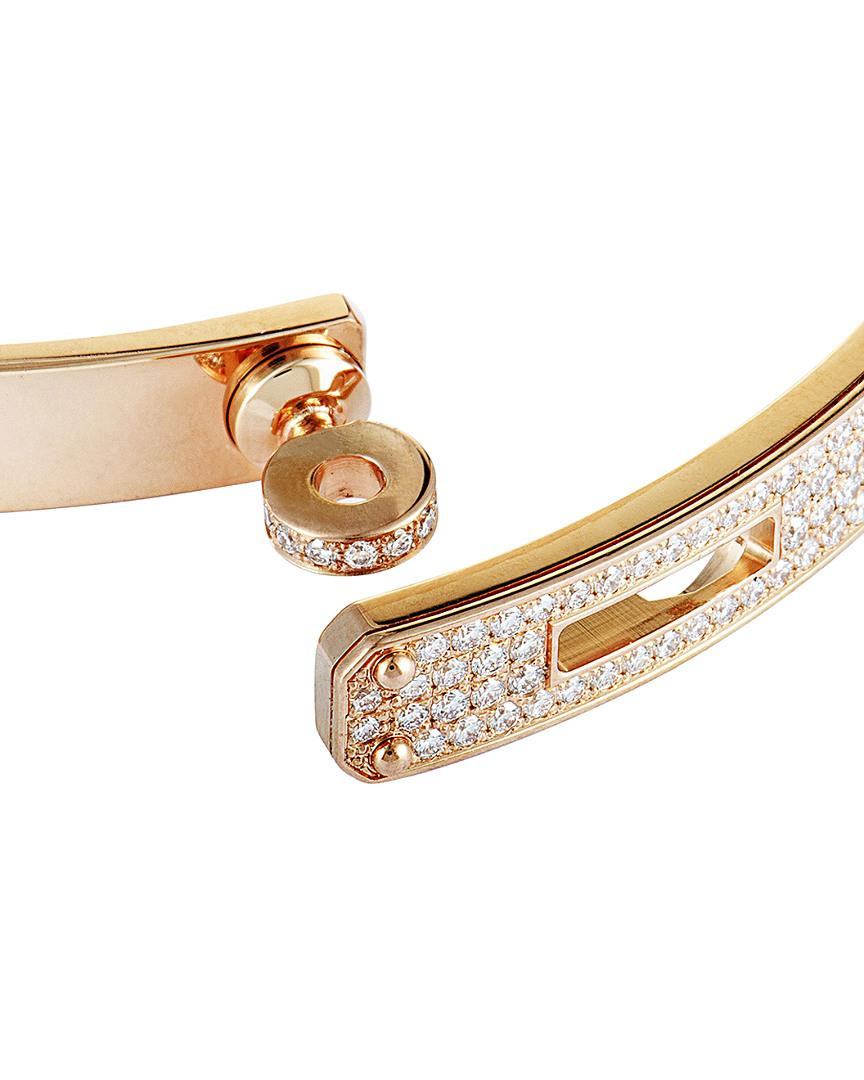 Hermes 18K Rose Gold Diamond Bag Charm Link Bracelet