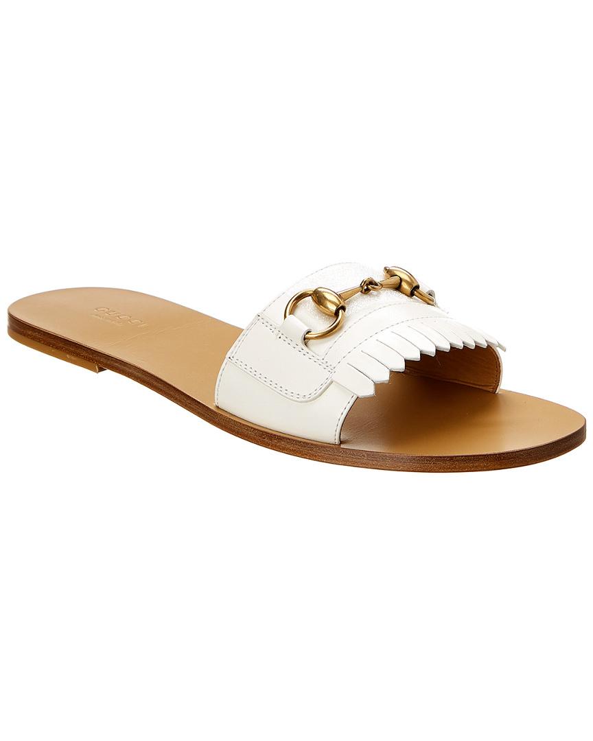 gucci fringe leather horsebit slide