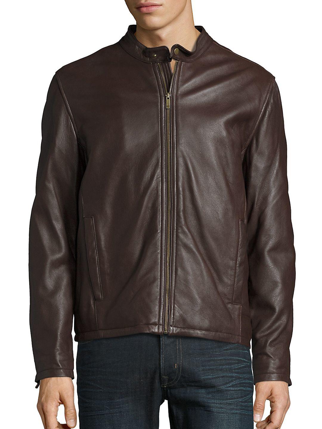 Lyst Cole Haan Leather Zip Front Moto Jacket for Men