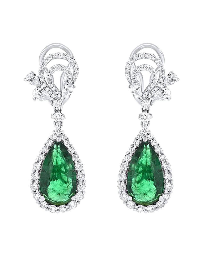 Diana M. Jewels . Fine Jewelry 18k 11.01 Ct. Tw. Diamond & Emerald Drop ...