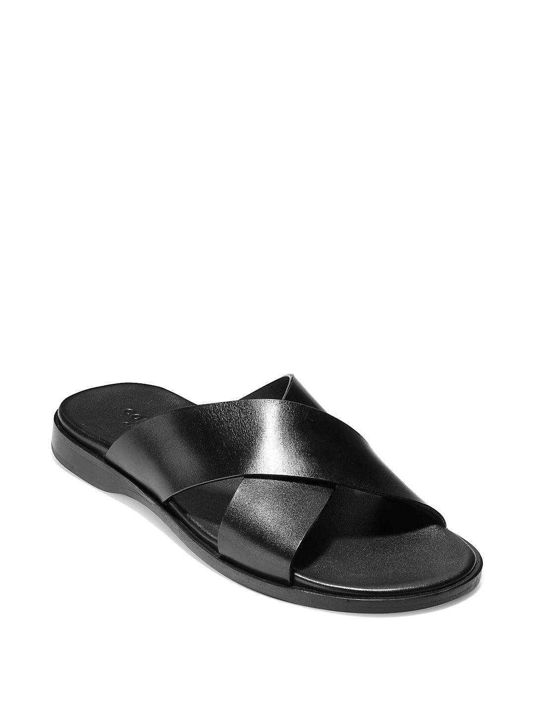 Cole Haan Goldwyn Leather Criss Cross Sandals in Black for Men - Lyst