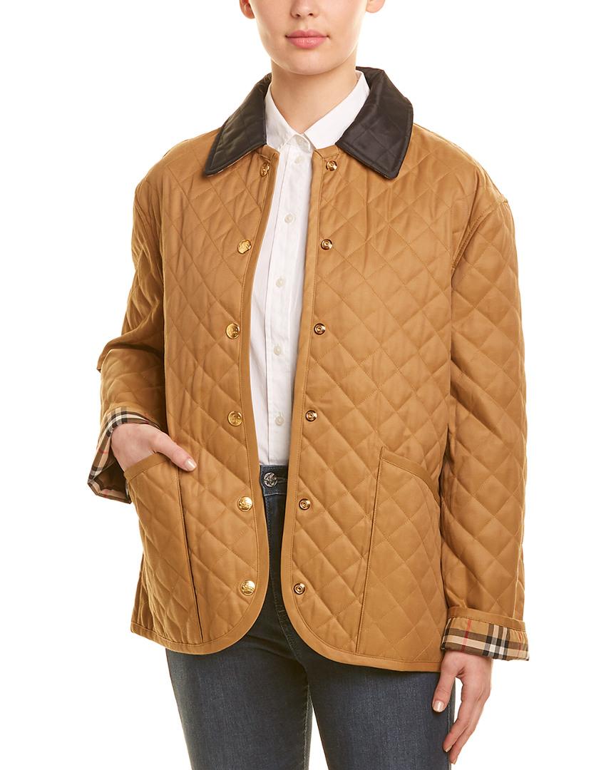 Burberry Denim Diamond Quilted Barn Jacket In Brown Lyst