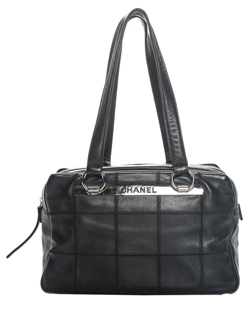 Chanel Black Caviar Leather Lax Bowler Bag | Lyst