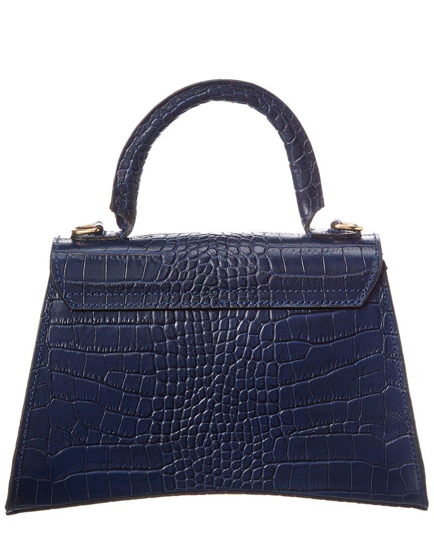 Luxury Pet Fashion Blue/Gold Stamped Leather Faux Croc Italian Leather -  Allysa Payne Beverly Hills